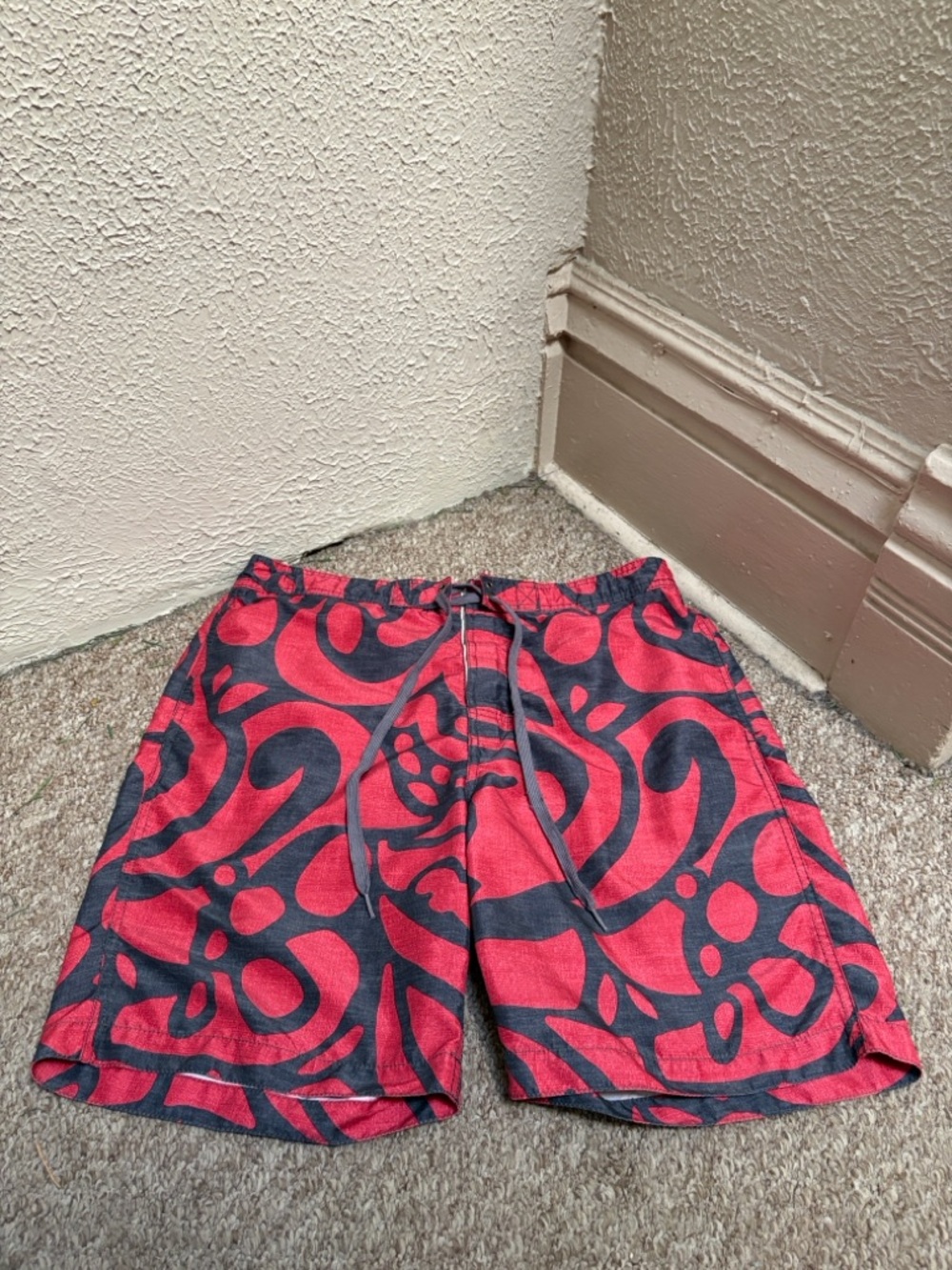 Merona Red and Black Men’s Swim Trunks